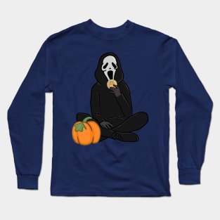 Ghostface eating pursburry pumpkin cookie Long Sleeve T-Shirt